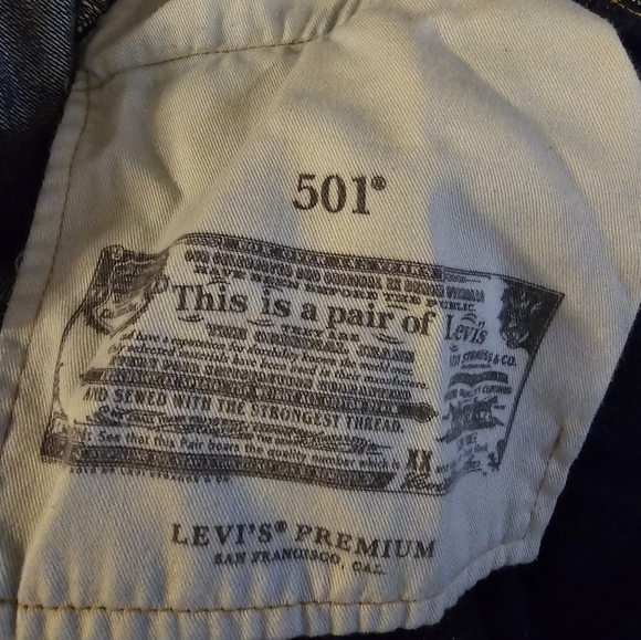 Levi's 501 (Big E) Original Fit Dark Wash NO Stretch 34x32 - Picture 8 of 10